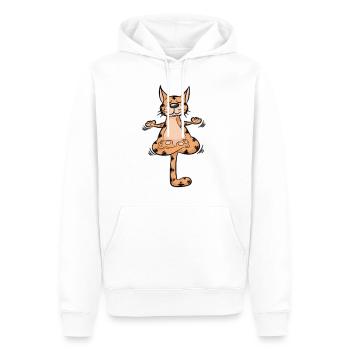 Yoga Katze Meditation Kätzchen Cartoon lustig - Männer Premium Bio Hoodie - Weiß - Vorne - Nico (187cm)