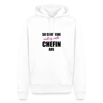 So sieht eine richtig coole Chefi aus Geschenkidee - Männer Premium Bio Hoodie - Weiß - Vorne - Nico (187cm)