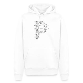 Flocons de neige Word Cloud en forme de peso (noir) - Sweat à capuche Premium bio Homme - blanc - Devant - Nico (187cm)