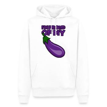 Aubergine | Eggplant funnynt - Männer Premium Bio Hoodie - Weiß - Vorne - Nico (187cm)
