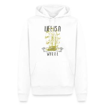La vie est une grande roue - Sweat à capuche Premium bio Homme - blanc - Devant - Nico (187cm)