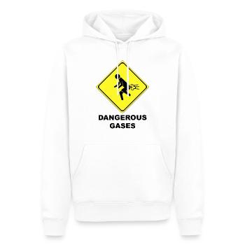 Gefährliche Gase lustiges Schild Furzen Furz - Männer Premium Bio Hoodie - Weiß - Vorne - Nico (187cm)