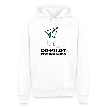 Pilote - Copilote à venir - Sweat à capuche Premium bio Homme - blanc - Devant - Nico (187cm)