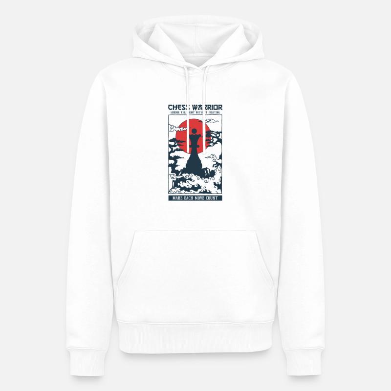 Reine guerrière d'échecs de temple - Sweat à capuche Premium bio Homme - blanc