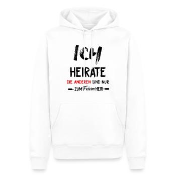 Ich heirate, die anderen sind nur zum feiern hier - Männer Premium Bio Hoodie - Weiß - Vorne - Nico (187cm)