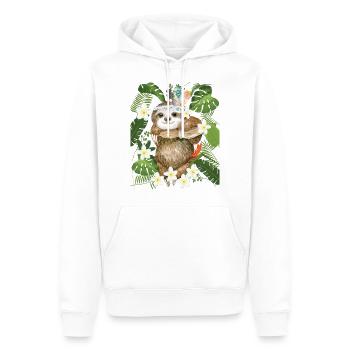 Hippie Faultier Dschungel Frangipani Australien - Männer Premium Bio Hoodie - Weiß - Vorne - Nico (187cm)