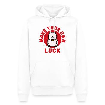 Chat chanceux Fais-toi votre propre bonheur Chine - Sweat à capuche Premium bio Homme - blanc - Devant - Nico (187cm)