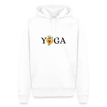 Yoga - Soleil - Arbre de Vie - Sweat à capuche Premium bio Homme - blanc - Devant - Nico (187cm)