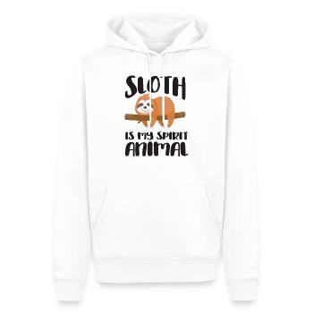 Paresse - La paresse est mon animal spirituel - Cadeau - Sweat à capuche Premium bio Homme - blanc - Devant - Nico (187cm)