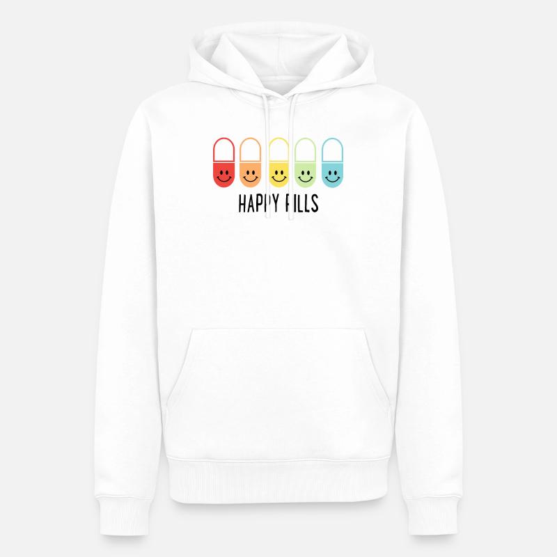 Les pilules heureuses - Sweat à capuche Premium bio Homme - blanc