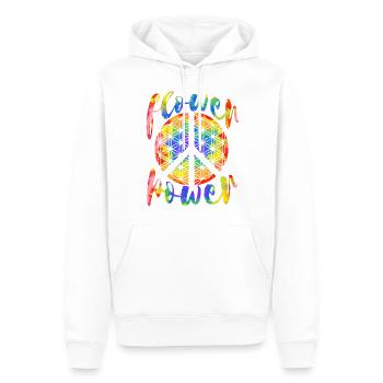 Flower Power Fleur de Vie Hippie Design - Sweat à capuche Premium bio Homme - blanc - Devant - Nico (187cm)