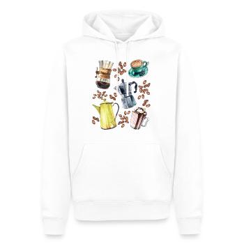 Kaffee - Barista Edition - Männer Premium Bio Hoodie - Weiß - Vorne - Nico (187cm)