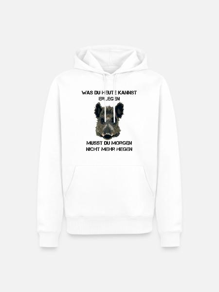 Jäger Wildschwein Jagd Geschenkidee - Männer Premium Bio Hoodie - Weiß