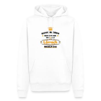 Keine Panik Ruhig bleiben Lörrach regelt das 2 - Männer Premium Bio Hoodie - Weiß - Vorne - Nico (187cm)