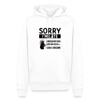 Sorry I'm Late - I Saw A Unicorn - Männer Premium Bio Hoodie - Weiß - Vorne - Nico (187cm)