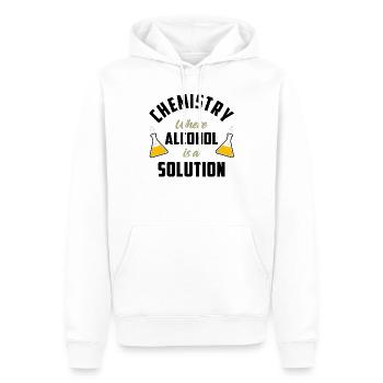Chimie où l'alcool est une solution - Sweat à capuche Premium bio Homme - blanc - Devant - Nico (187cm)
