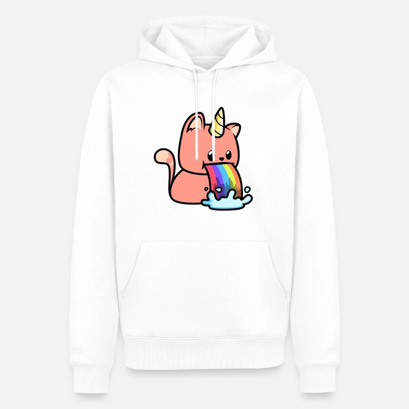 Katzen Regenbogen Einhörner - Männer Premium Bio Hoodie - Weiß