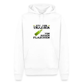 Trainer Von Diesen Flaschen - Männer Premium Bio Hoodie - Weiß - Vorne - Nico (187cm)