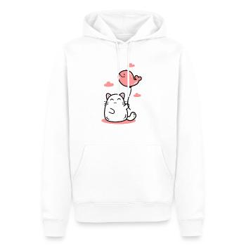 Ballon baleine chaton - Sweat à capuche Premium bio Homme - blanc - Devant - Nico (187cm)