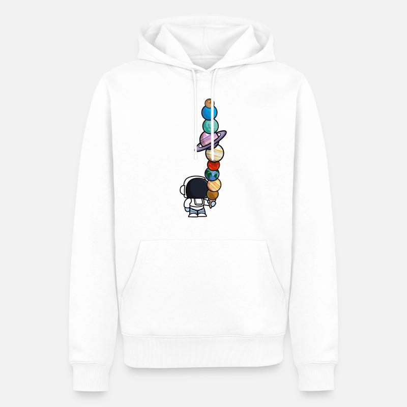 Astronaut Eis Essen Planeten Lustig - Männer Premium Bio Hoodie - Weiß
