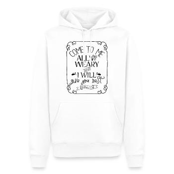 Espoir | Énonciations chrétiennes et versets bibliques - Sweat à capuche Premium bio Homme - blanc - Devant - Nico (187cm)