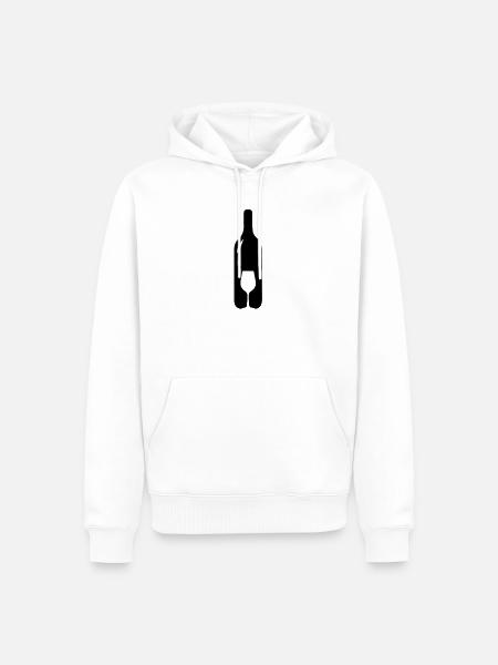 Weinflasche mit Weinglas - Männer Premium Bio Hoodie - Weiß