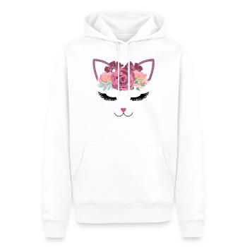 Visage de chat fleurs cadeau d'amant de chat - Sweat à capuche Premium bio Homme - blanc - Devant - Nico (187cm)