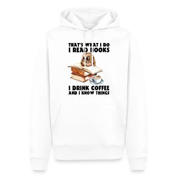 C'est ce que je fais, je lis des livres et je bois du café - Sweat à capuche Premium bio Homme - blanc - Devant - Nico (187cm)