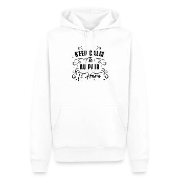 Reste calme la fille au pair est là - Sweat à capuche Premium bio Homme - blanc - Devant - Nico (187cm)