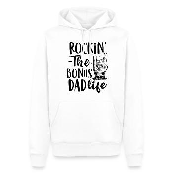 Rocking the bonus dad life - Vatertagsgeschenk - Männer Premium Bio Hoodie - Weiß - Vorne - Nico (187cm)