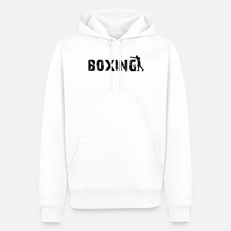 boxe - Sweat à capuche Premium bio Homme - blanc