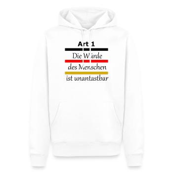 Art 1 Die Würde des Menschen ist unantastbar - Männer Premium Bio Hoodie - Weiß - Vorne - Nico (187cm)