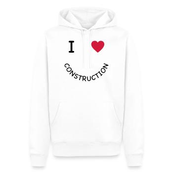 Baustelle - Männer Premium Bio Hoodie - Weiß - Vorne - Nico (187cm)