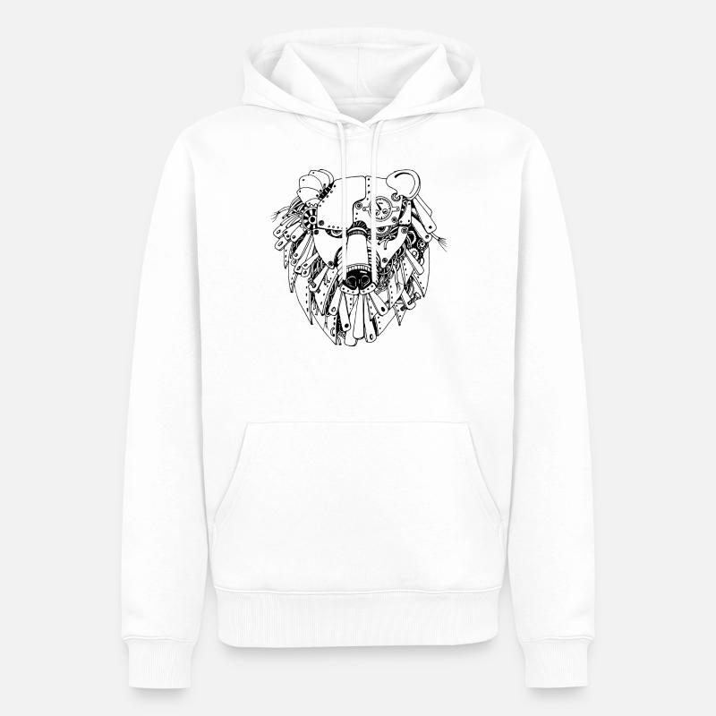 ours steampank - Sweat à capuche Premium bio Homme - blanc