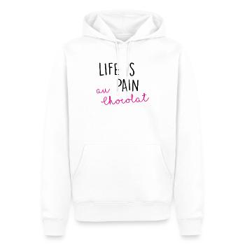 Life is Pain au Chocolat lustiger Spruch Geschenk - Männer Premium Bio Hoodie - Weiß - Vorne - Nico (187cm)