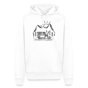 Camper Camping Nature Aventure Symbole Image Icône - Sweat à capuche Premium bio Homme - blanc - Devant - Nico (187cm)