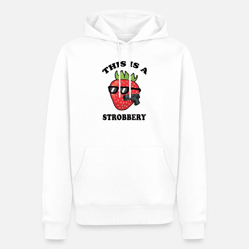 Erdbeere Raub Überfall Räuber Strobbery - Männer Premium Bio Hoodie - Weiß