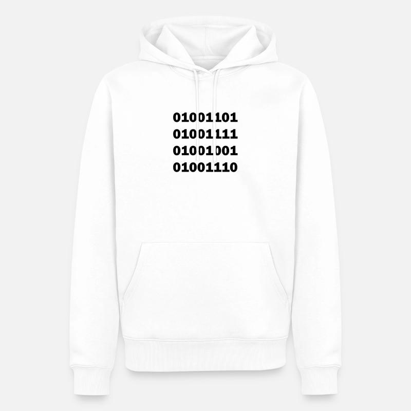 Binary code MOIN - Men’s Premium Organic Hoodie - white