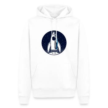 Voyage dans l'espace de fusée - Sweat à capuche Premium bio Homme - blanc - Devant - Nico (187cm)