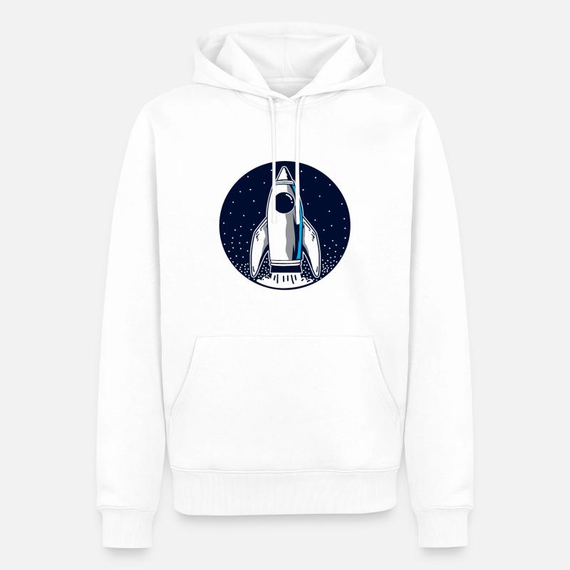 Voyage dans l'espace de fusée - Sweat à capuche Premium bio Homme - blanc