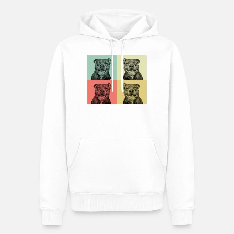 Pitbull - Visage souriant - Sweat à capuche Premium bio Homme - blanc