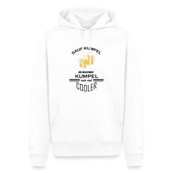 Sauf Kumpel Schriftzug schwarz lustig - Männer Premium Bio Hoodie - Weiß - Vorne - Nico (187cm)