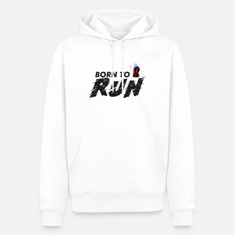 Né pour courir - Sweat à capuche Premium bio Homme - blanc
