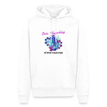 Dein Hufschlag ist mein Herzschlag - Männer Premium Bio Hoodie - Weiß - Vorne - Nico (187cm)