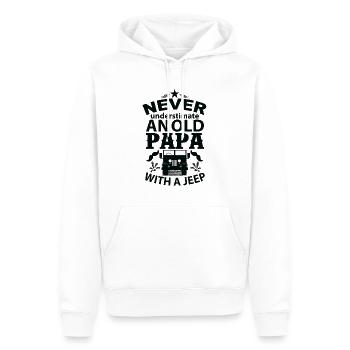 Never understimate an old papa with a jeep - Men’s Premium Organic Hoodie - white - Front - Nico (187cm)