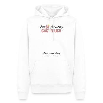 60e anniversaire Mon livre d'or 60 ans de fête - Sweat à capuche Premium bio Homme - blanc - Devant - Nico (187cm)
