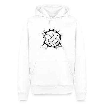 Volleyball smashing through wall design gift for - Men’s Premium Organic Hoodie - white - Front - Nico (187cm)