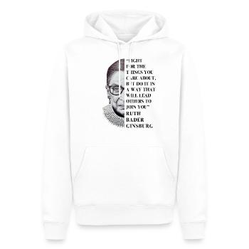 Notorisches RBG-Hemd Dissens Anti  Political F. - Männer Premium Bio Hoodie - Weiß - Vorne - Nico (187cm)