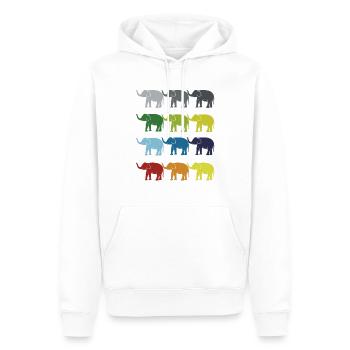 Neon Pop Art Retro Elefant Dickhäuter Geschenkidee - Männer Premium Bio Hoodie - Weiß - Vorne - Nico (187cm)