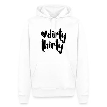 Dirty Thirty 30e anniversaire drôle disant - Sweat à capuche Premium bio Homme - blanc - Devant - Nico (187cm)